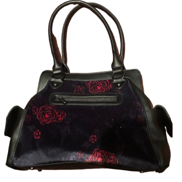 Killstar Handbags - Killstar Rosalia Velvet and faux leather handbag